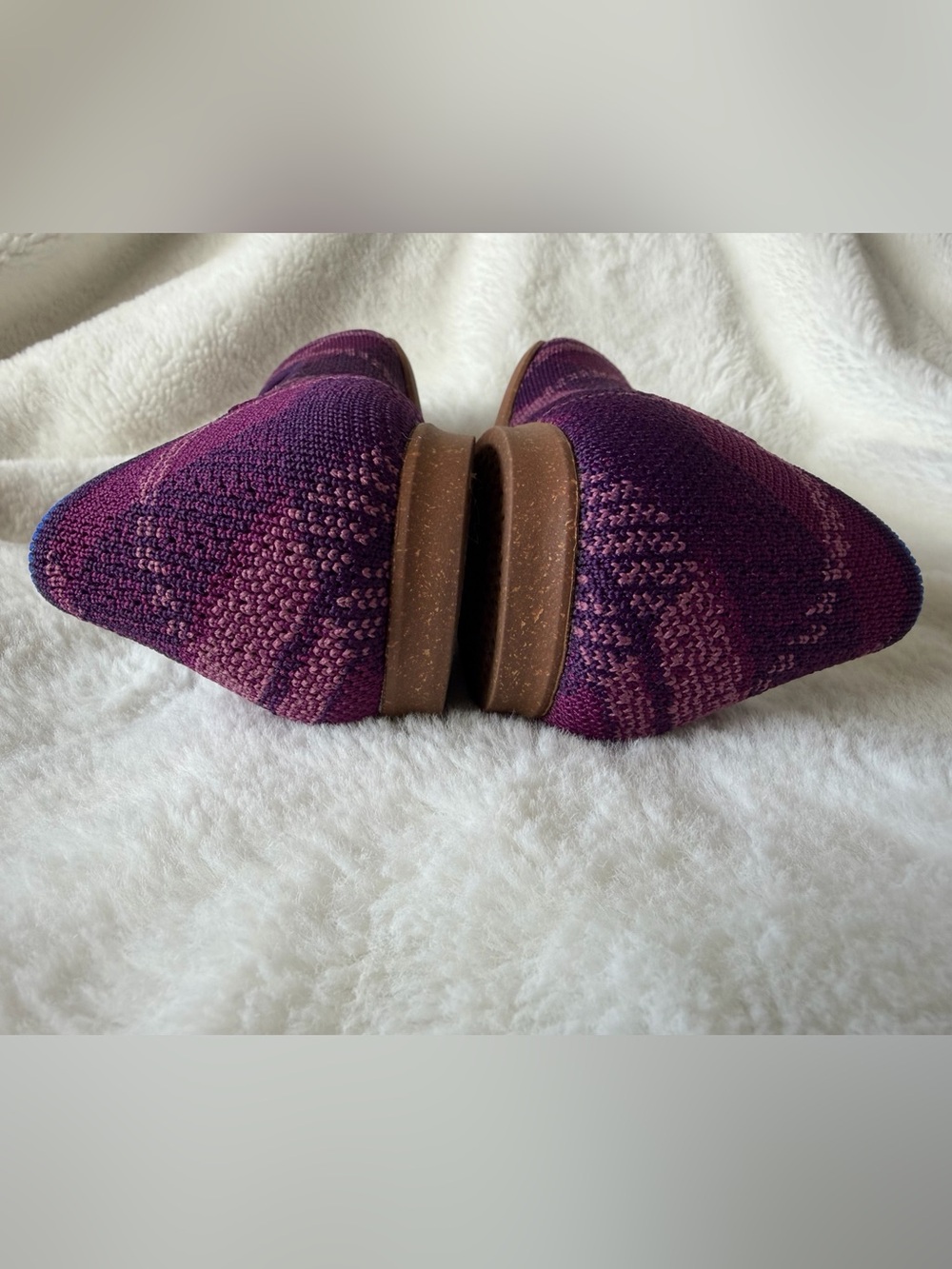 Rothy's The Point II Flats Purple Plaid Pointed Toe Knit Ballet Flat EUC Size 9 - Picture 6 of 11